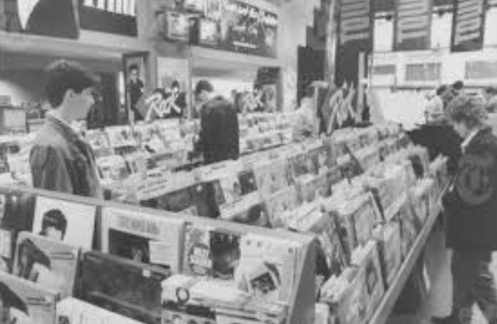Interior of record store